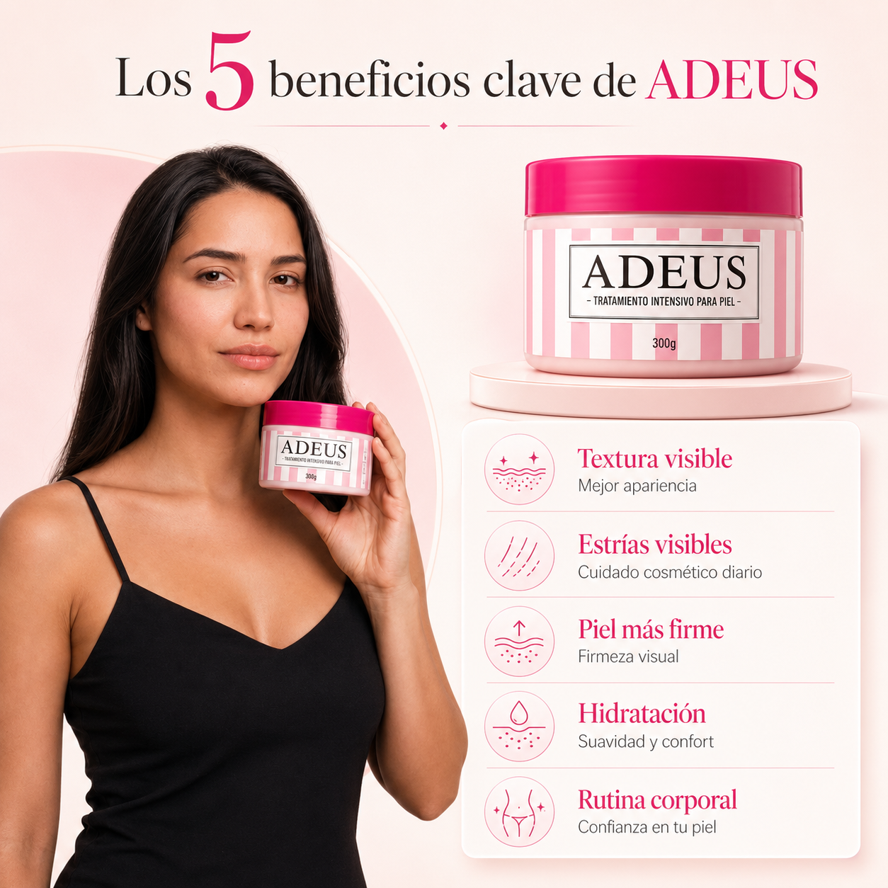 Crema Corporal ADEUS 300g | Rutina para Piel Más Suave, Firme y Uniforme