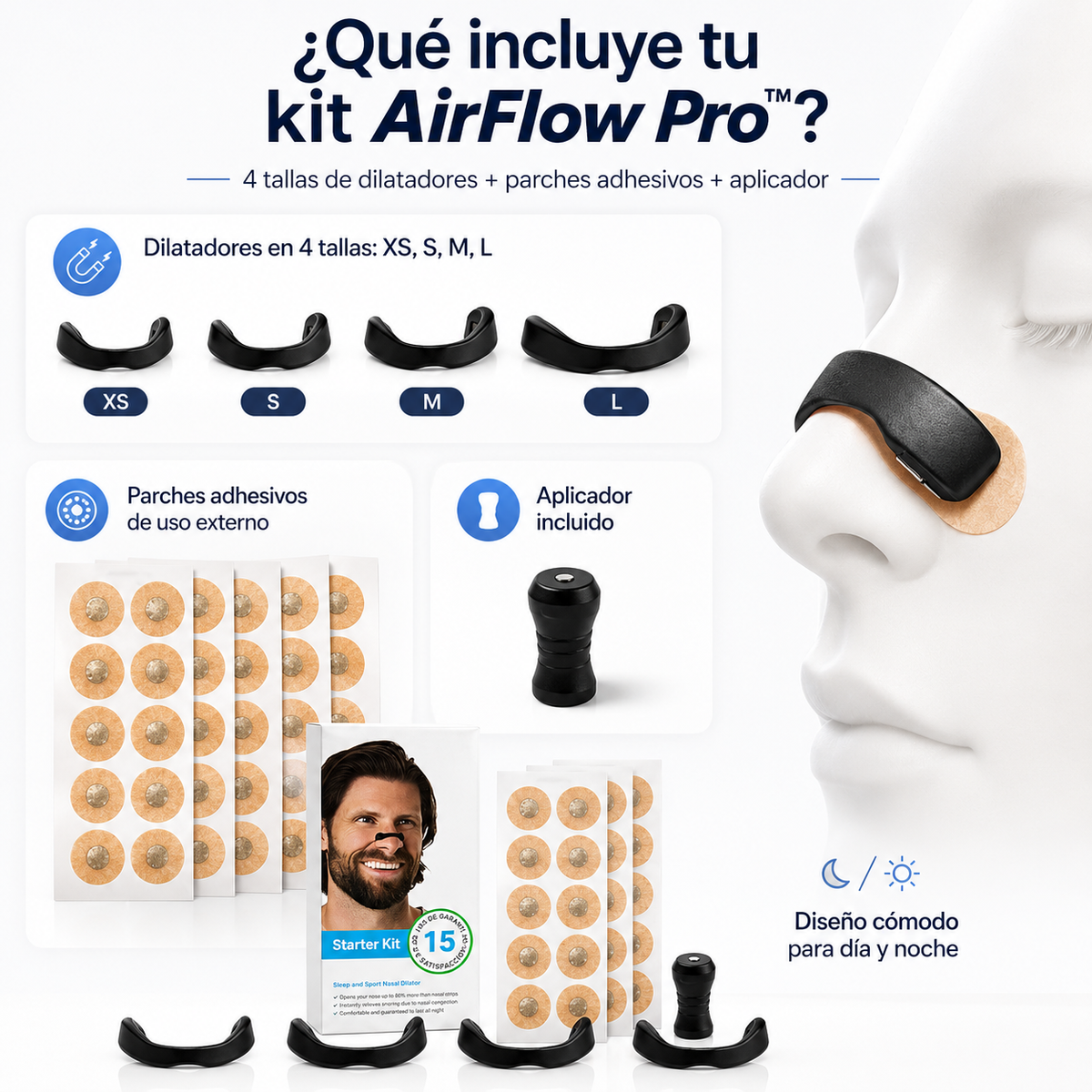 AirFlow Pro™ - Dilatador Nasal Magnético para respirar mejor día y noche