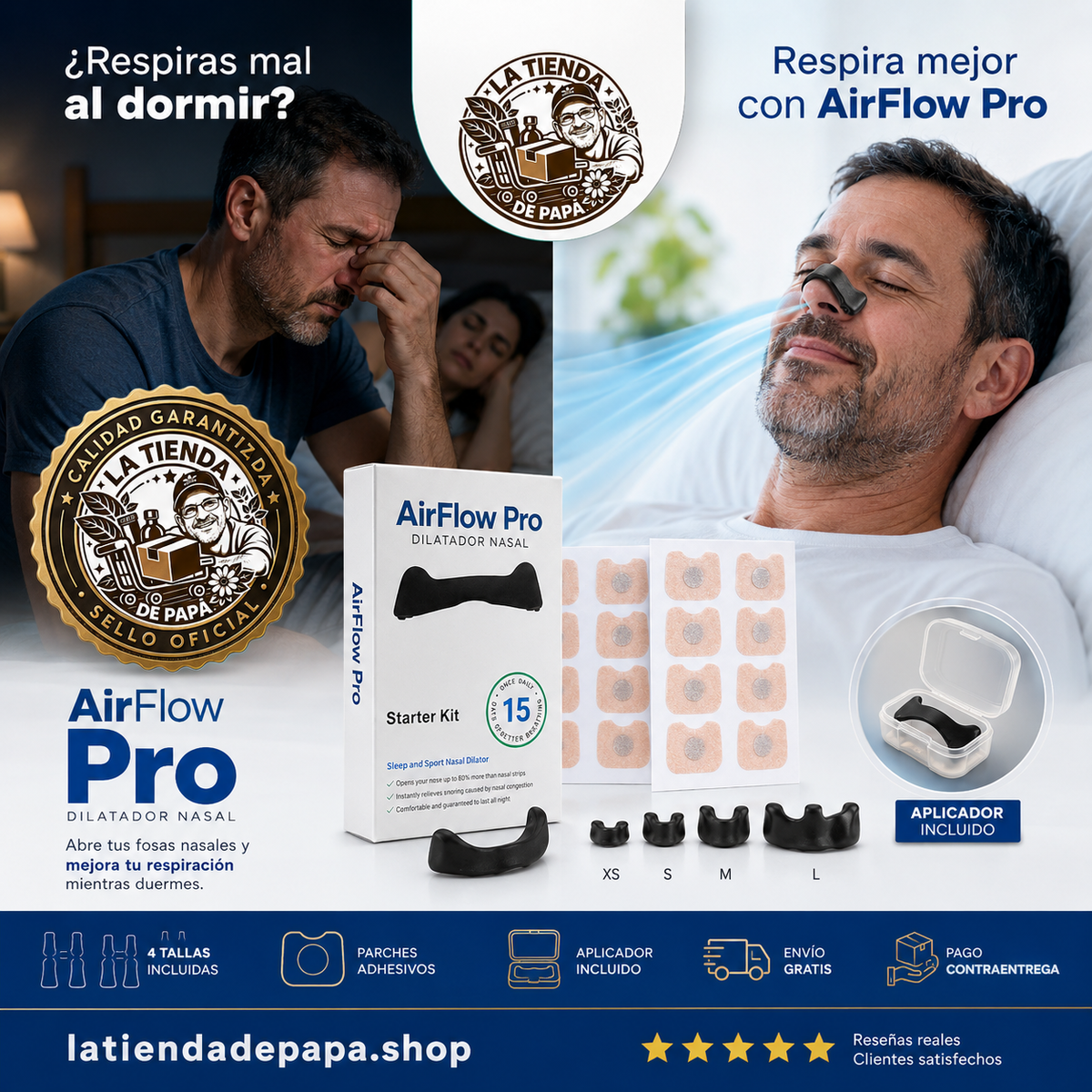 AirFlow Pro™ - Dilatador Nasal Magnético para respirar mejor día y noche