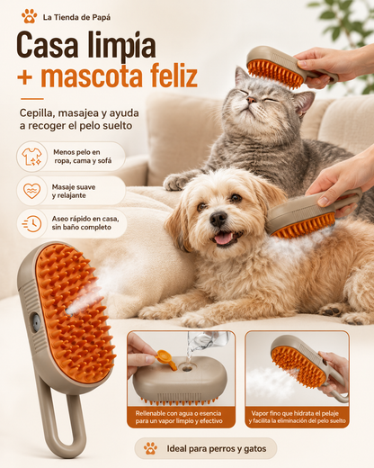 PeloFuera™ - Cepillo 3 en 1 con spray suave para perros y gatos
