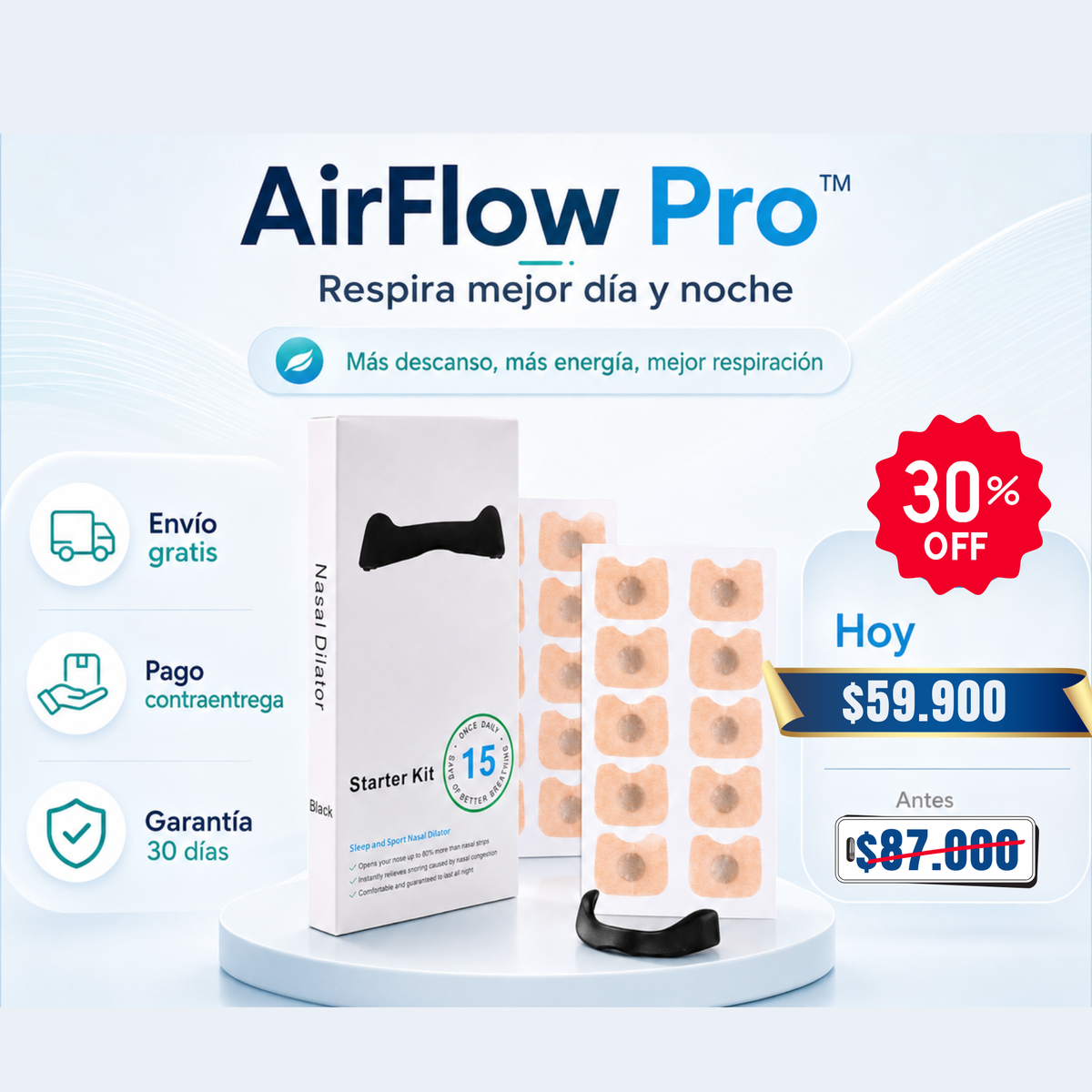 AirFlow Pro™ - Dilatador Nasal Magnético para respirar mejor día y noche